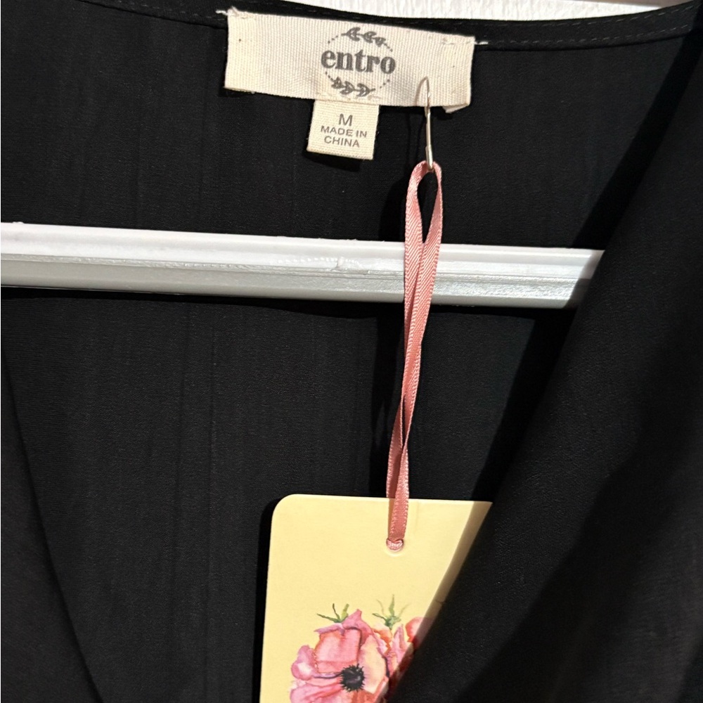 Entro Black Sleeveless Top with Pearl Fringe Detail - Picture 4 of 4